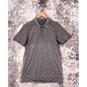 Lululemon Polo Shirt Small Mens Gray Metal Vent Tech Short Sleeve